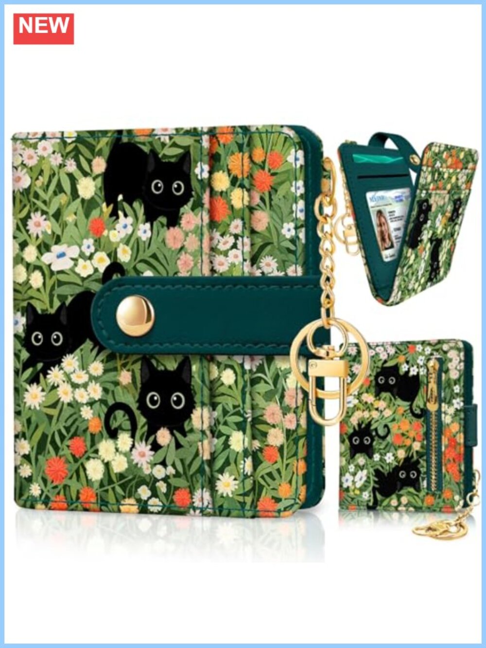 RFID Blocking Faux Leather Bifold Wallet Slim Credit Card Holder
